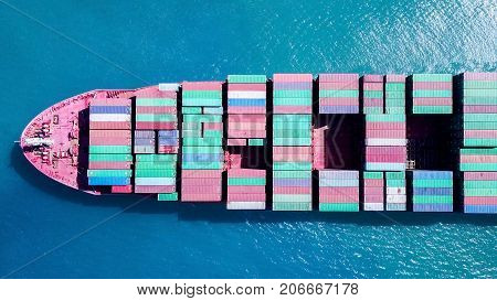 Ultra large container vessel (ULCV) at sea - Aerial image