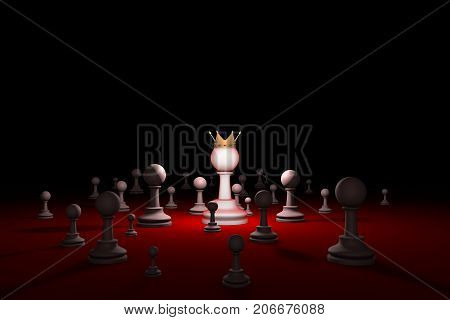 Great authority. Leader. Chess composition. Available in high-resolution and several sizes to fit the needs of your project. Background layout with free text space. 3D illustration render