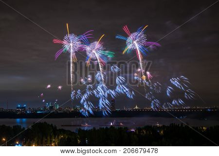 Salute at the finale of the festival Circle of Light in the Strogino floodplain