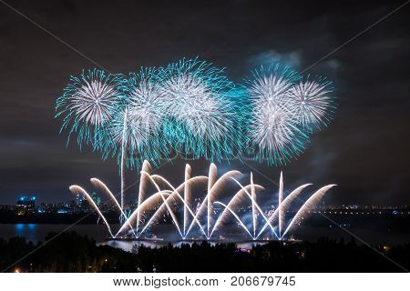 Salute at the finale of the festival Circle of Light in the Strogino floodplain