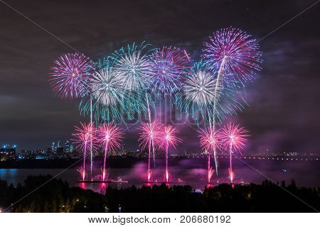 Salute at the finale of the festival Circle of Light in the Strogino floodplain