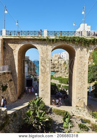 Ponte Di Polignano A Mare Bridge. Apulia, Italy.