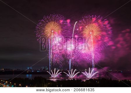 Salute at the finale of the festival Circle of Light in the Strogino floodplain