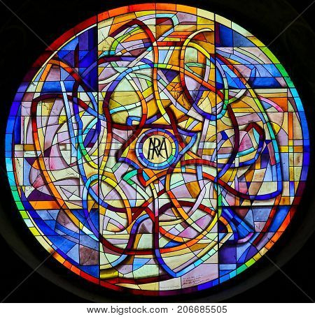 Stained Glass In The Collegiata Of San Gimignano