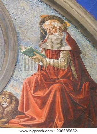 Fresco In San Gimignano - Saint Jerome