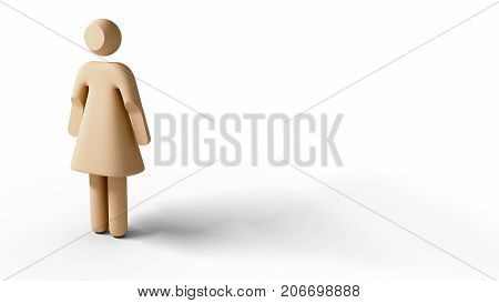 Abstract symbol of a woman standing on transparent floor and background - 3d render in transparent PNG