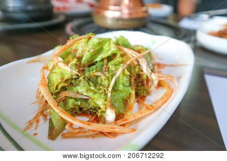 lettuce salad kimji salad or Korean salad