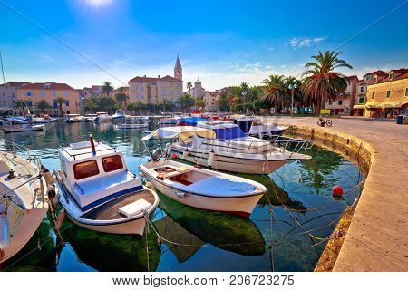 Supetar On Brac Island Turquoise Waterfront View At Sunset