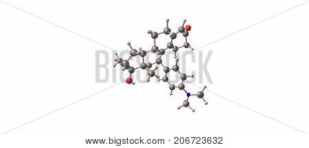 Mifepristone is a medication typically used with misoprostol to bring about an abortion. This combination is more than 95 per cent effective during the first 50 days of pregnancy. 3d illustration