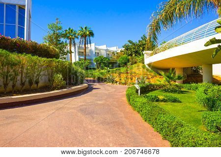 Sharm El Sheikh, Egypt - September 26, 2017: Buildings and Area Hotel Monter Carlo Sharm Resort and SPA at Sharm El Sheikh, Egypt on September 26, 2017