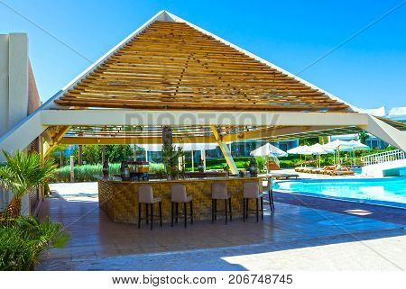 Sharm El Sheikh, Egypt - September 26, 2017: Buildings and Area Hotel Monter Carlo Sharm Resort and SPA at Sharm El Sheikh, Egypt on September 26, 2017