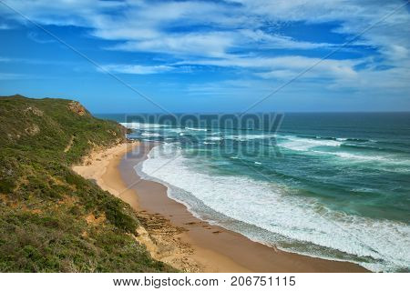 Beautiful waves on Glenaire beach in Australia