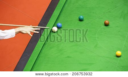 Ball and Snooker Player in competition games
