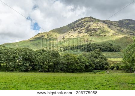 A landscape view of Buttermere one of the lakes in the Lake District Cumbria United Kingdom.