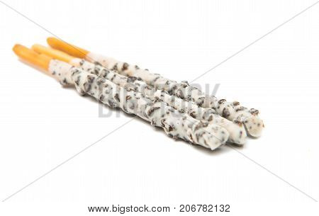 Pepero Chocolate stick sweet confectionery white background