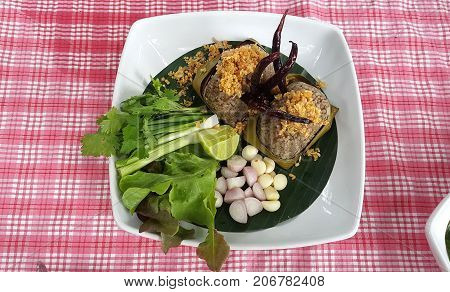 Thai Rice Tortuous Serve With Lemon Chilli And Vegetable