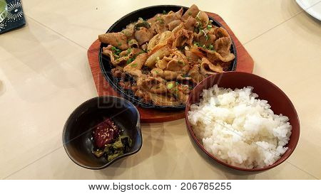 Stream Rice With Pork And Kimchi Very Yummy