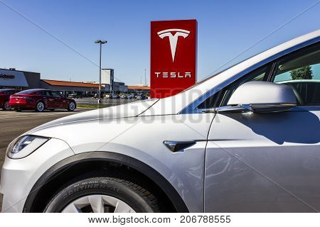Indianapolis - Circa September 2017: Tesla Motors Local Car Dealership. Tesla designs and manufactures the Model S electric sedan IV