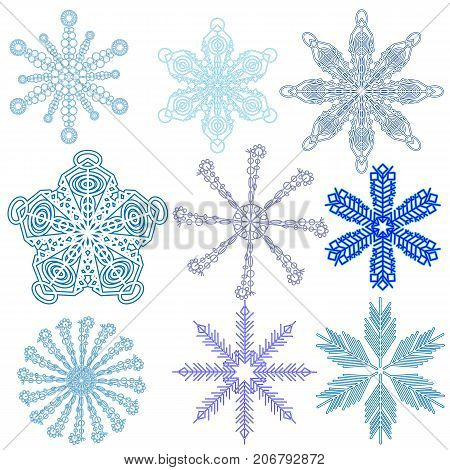 Vector Snowflakes Set. Snow, Christmas, Snowflake Background. Winter Stars And Snowflakes For Creati