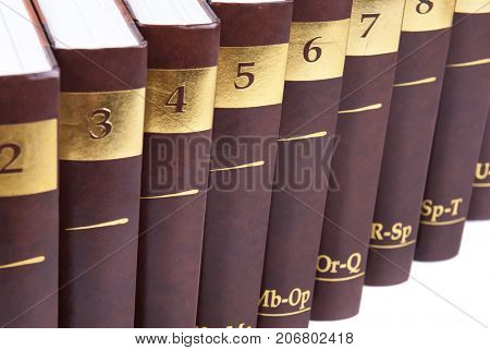 Encyclopedia set - 10 heavy book tomes isolated