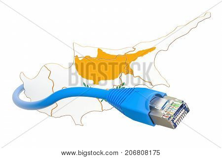 Internet connection in Cyprus concept. 3D rendering isolated on white background