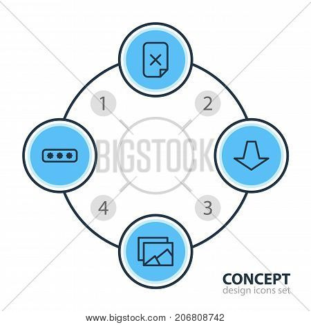 Editable Pack Of Parole, Remove, Downward And Other Elements.  Vector Illustration Of 4 Archive Icons.