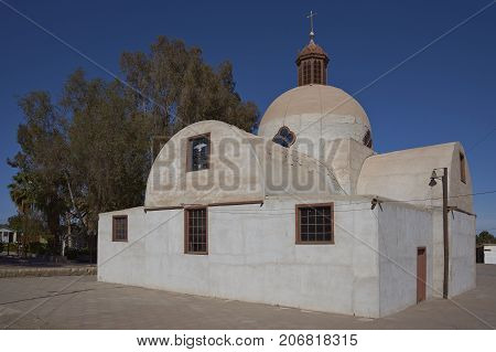 Historic church of San Antonio in the village of Matilla in the Atacama Desert, Tarapaca, Chile.