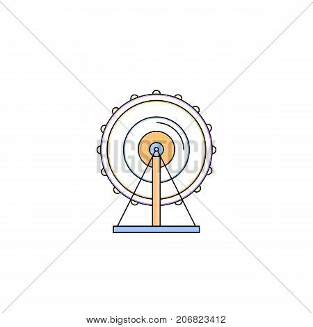 Ferris wheel thin line icon isolated on white background. Vector illustration of big circle carousel. Amusement park attraction image for web and graphic design, banners and flyers.