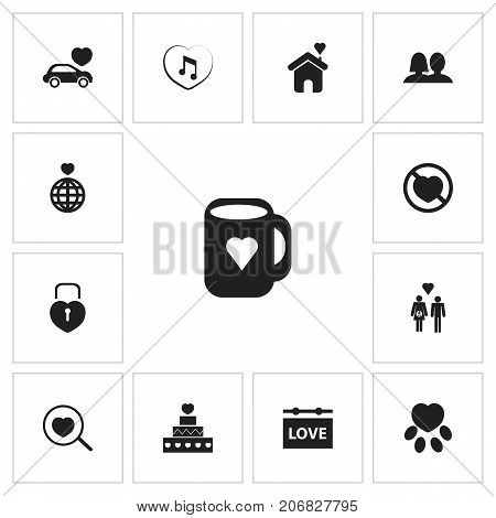 Set Of 13 Editable Heart Icons. Includes Symbols Such As Car, Home, Prohibit And More