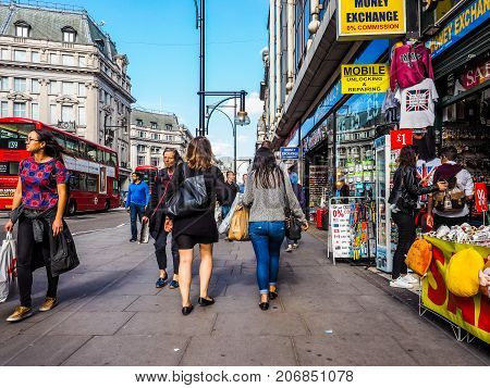 People In Oxford Street In London, Hdr