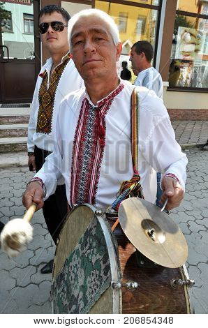 Borschiv - Ternopil - Ukraine - September 8 2013. Ukrainian folk holiday Borschevsk black embroidery and borscht