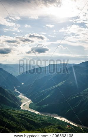 View on Gorche chicamocha canyon in the Andes of Colombia