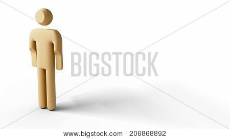 Abstract symbol of a man standing on transparent floor and background - 3d render in transparent PNG