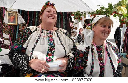 Borschiv - Ternopil - Ukraine - September 8 2013. Ukrainian folk holiday Borschevsk black embroidery and borscht