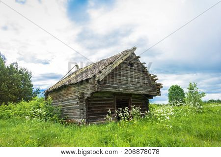 Collapsing Barn In The Defunct Village Burdovo.