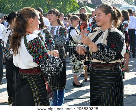 Borschiv - Ternopil - Ukraine - September 8 2013. Ukrainian folk holiday Borschevsk black embroidery and borscht