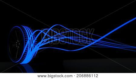 Tire Luminous Tread And Glowing Wake
