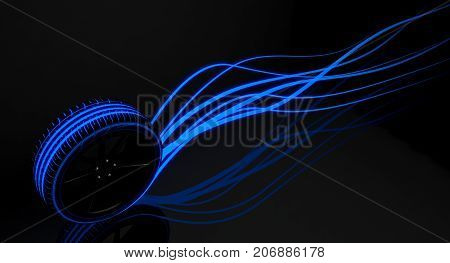 Tire Luminous Tread And Glowing Wake