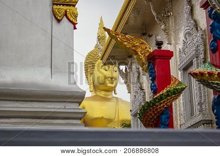 The big golden Buddha statue in Muang temple, Ang Thong, Thailand.