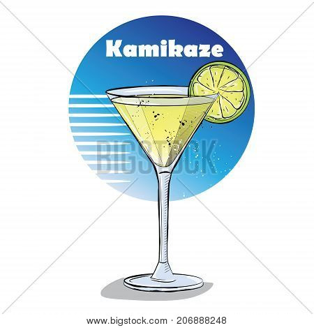 Hand drawn illustration of cocktail. Kamikaze cocktail