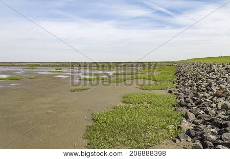 coastal scenery around Buesum in Dithmarschen at Schleswig-Holstein Germany