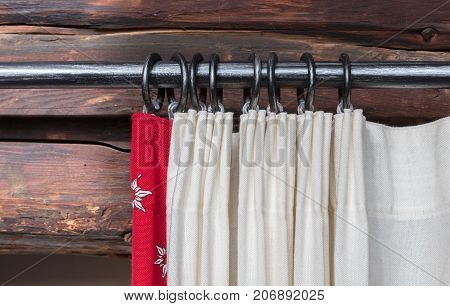 Close Up Of A Curtain Rail And Hanging Curtain And