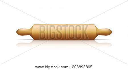Realistic Detailed 3d Wooden Rolling Pin Kitchen Utensil Isolated on White Background Bakery Cooking Element for Web Design. Vector illustration