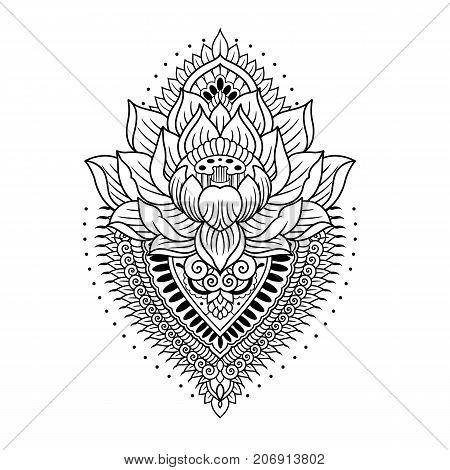 detailed lotus flower and mandala vector illustration