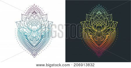 detailed lotus flower and mandala vector illustration