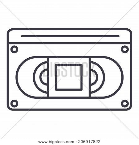 video cassete vector line icon, sign, illustration on white background, editable strokes