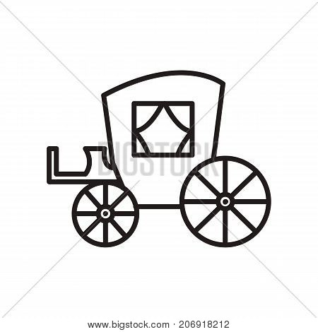 vintage carriage, antique transport vector line icon, sign, illustration on white background, editable strokes