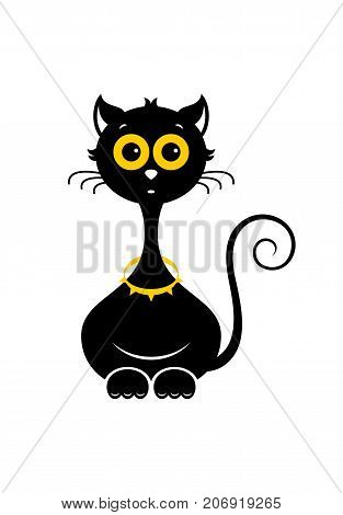 Halloween cat icon or logo in modern line style. Vector illustration
