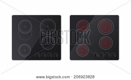 Electrical Hob And Inductive Stove. Top View. Eps10 Vector