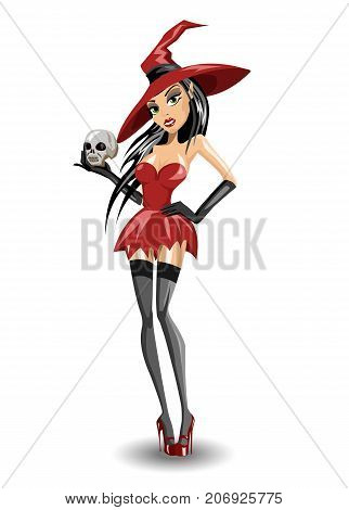 Halloween Witch. Sexy witch Halloween poster element. Vector